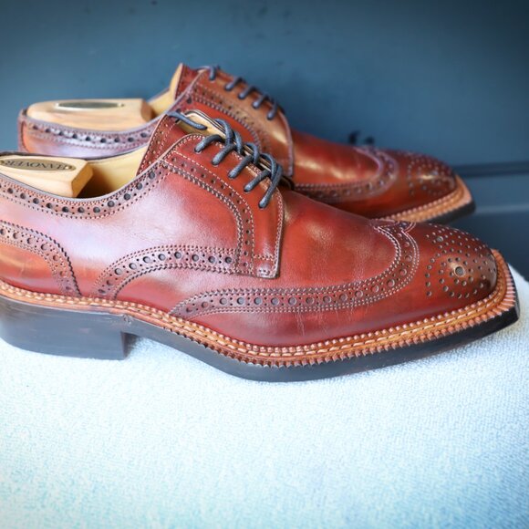 Franceschetti 8-M Burgundy Red Mens Norvegese Oxford Dress Shoes - Picture 7 of 15